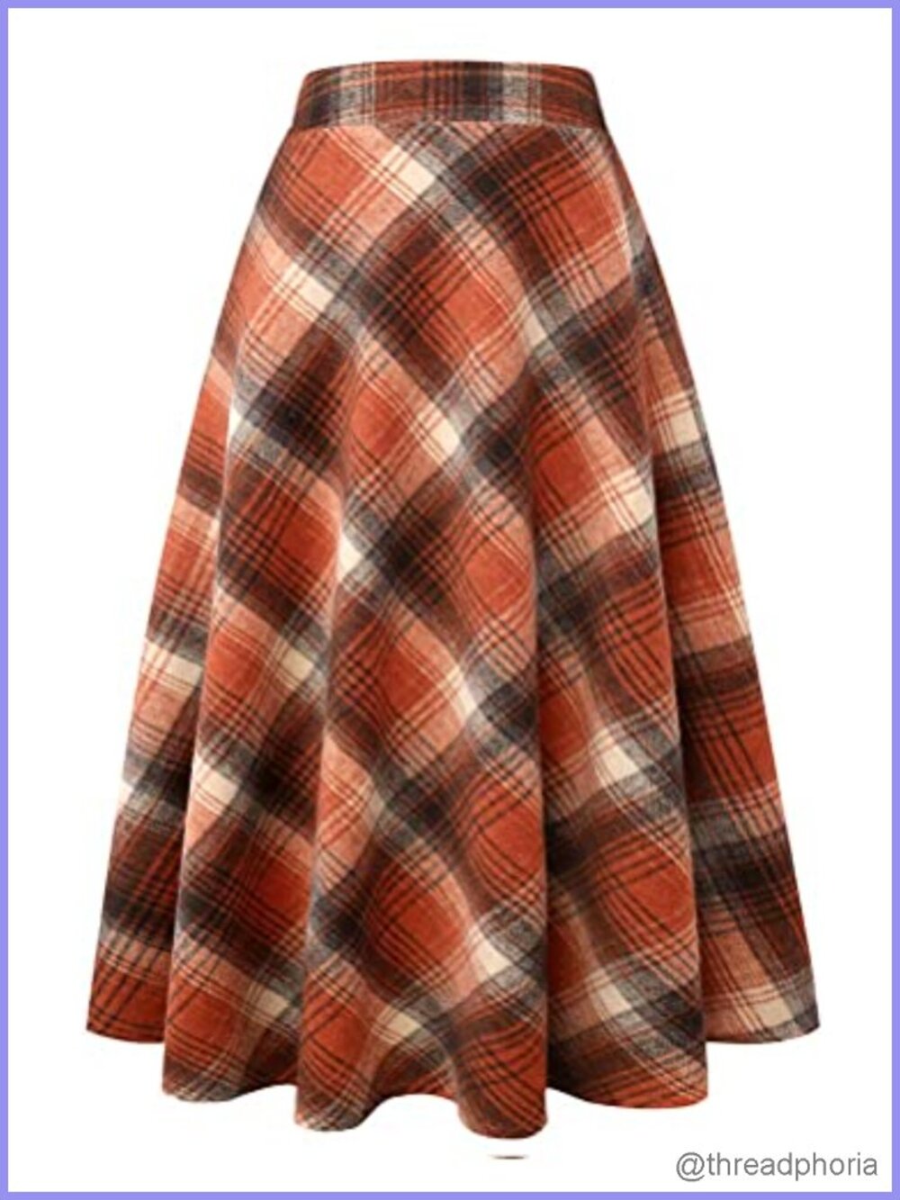 Long Plaid Wool Skirt High Waist A-Line Flared Maxi Wrap